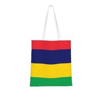 Qwvbn Les sacs fourre-tout en toile avec le drapeau de l'île Maurice sont réutilisables et adaptés pour le shopping, l'école, le travail, etc.