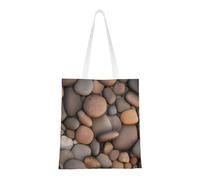 Qwvbn Les sacs fourre-tout en toile Pebbles In The Beach sont réutilisables et adaptés pour le shopping, l'école, le travail, etc.