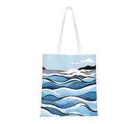 Qwvbn Les sacs fourre-tout en toile Waves Lapping At The Rocks sont réutilisables et adaptés pour le shopping, l'école, le travail, etc.