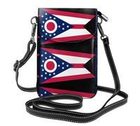 Qwvbn Ohio State Flag Sac à bandoulière en cuir à rabat pour téléphone portable, doux et imperméable, peut être utilisé comme portefeuille, avec une bandoulière amovible.