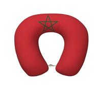 QWVBN Oreiller confortable en mousse à mémoire de forme Drapeau du Maroc en forme de U, facile à démonter, idéal pour les voyages, le camping et la relaxation