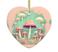 QWVBN Pendentif en forme de cœur en céramique avec motif champignon de rêve, décoration à suspendre, cadeau idéal pour les amis et la famille
