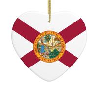 QWVBN Pendentif en forme de cœur en céramique imprimé drapeau de la Floride, décoration à suspendre, cadeau idéal pour les amis et la famille