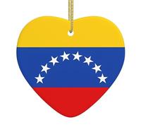 QWVBN Pendentif en forme de cœur en céramique imprimé drapeau du Venezuela - Décoration à suspendre - Cadeau idéal pour les amis et la famille