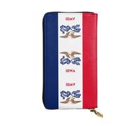 Qwvbn Portefeuille long en cuir avec imprimé drapeau de l'État de l'Iowa pour ranger les chèques et les téléphones portables pour homme et femme.