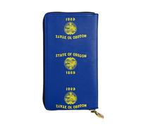 Qwvbn Portefeuille long en cuir avec imprimé drapeau de l'État de l'Oregon pour ranger les chèques et les téléphones portables pour homme et femme.
