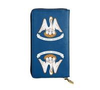 Qwvbn Portefeuille long en cuir avec imprimé drapeau de l'État de Louisiane pour ranger les chèques et les téléphones portables pour homme et femme.