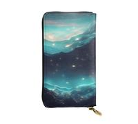 Qwvbn Portefeuille long en cuir avec imprimé étoiles de science-fiction pour ranger les chèques et les téléphones portables pour homme et femme.