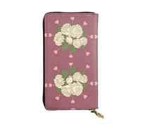 Qwvbn Portefeuille long en cuir avec imprimé rose d'amour blanc pour chèques et téléphones portables, convient aussi bien aux hommes qu'aux femmes.