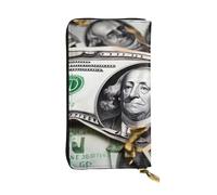 Qwvbn Portefeuille long en cuir avec motifs de billets de banque pour ranger les chèques et les téléphones portables, convient pour les hommes et les femmes.