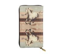 Qwvbn Portefeuille long en cuir imprimé cheval blanc cabré pour ranger les chèques et les téléphones portables pour homme et femme.