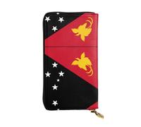 Qwvbn Portefeuille long en cuir imprimé drapeau de la Papouasie-Nouvelle-Guinée pour ranger les chèques et les téléphones portables pour homme et femme