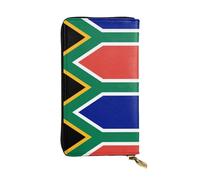 Qwvbn Portefeuille long en cuir imprimé drapeau de l'Afrique du Sud pour ranger les chèques et les téléphones portables pour homme et femme.