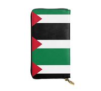Qwvbn Portefeuille long en cuir imprimé drapeau de l'État de Palestine pour ranger les chèques et les téléphones portables pour homme et femme.