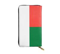 Qwvbn Portefeuille long en cuir imprimé drapeau de Madagascar pour ranger les chèques et les téléphones portables, convient aussi bien aux hommes qu'aux femmes.