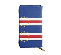 Qwvbn Portefeuille long en cuir imprimé drapeau du Cap-Vert pour ranger les chèques et les téléphones portables pour homme et femme
