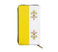 Qwvbn Portefeuille long en cuir imprimé drapeau du Vatican pour ranger les chèques et les téléphones portables pour homme et femme.