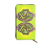 Qwvbn Portefeuille long en cuir imprimé grenouille dans un étang pour ranger les chèques et les téléphones portables, convient aussi bien aux hommes qu'aux femmes.