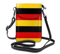 Qwvbn Sac à bandoulière à rabat en cuir avec drapeau allemand, doux et imperméable, peut être utilisé comme portefeuille, avec une bandoulière amovible.