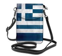 Qwvbn Sac à bandoulière à rabat en cuir avec drapeau grec, doux et imperméable, peut être utilisé comme portefeuille, avec une bandoulière amovible.