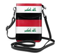 Qwvbn Sac à bandoulière à rabat en cuir avec drapeau irakien, doux et imperméable, peut être utilisé comme portefeuille, avec une bandoulière amovible.