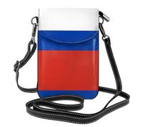 Qwvbn Sac à bandoulière à rabat en cuir avec drapeau russe, doux et imperméable, peut être utilisé comme portefeuille, avec une bandoulière amovible.