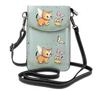 Qwvbn Sac à bandoulière à rabat en cuir avec motif chaton papillon, doux et imperméable, peut être utilisé comme portefeuille, avec une bandoulière amovible.