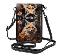 Qwvbn Sac à bandoulière à rabat en cuir avec motif renard et fleurs, doux et imperméable, peut être utilisé comme portefeuille, avec une bandoulière amovible.