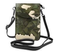 Qwvbn Sac à bandoulière à rabat en cuir camouflage militaire doux et imperméable, peut être utilisé comme portefeuille, avec une bandoulière amovible.