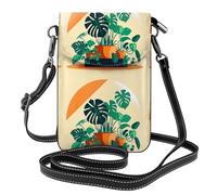 Qwvbn Sac à bandoulière à rabat en cuir de bambou, doux et imperméable, peut être utilisé comme portefeuille, avec une bandoulière amovible.