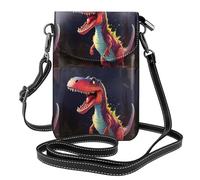 Qwvbn Sac à bandoulière à rabat en cuir de dinosaure à grande bouche, doux et imperméable, peut être utilisé comme portefeuille, avec une bandoulière amovible.