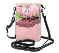 Qwvbn Sac à bandoulière à rabat en cuir de porcelet rose, doux et imperméable, peut être utilisé comme portefeuille, avec une bandoulière amovible.