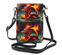 Qwvbn Sac à bandoulière à rabat en cuir Dragon King in Fire, doux et imperméable, peut être utilisé comme portefeuille, avec une bandoulière amovible.