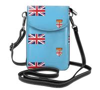 Qwvbn Sac à bandoulière à rabat en cuir drapeau des Fidji, doux et imperméable, peut être utilisé comme portefeuille, avec une bandoulière amovible.