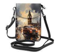 Qwvbn Sac à bandoulière à rabat en cuir London Color Taxi, doux et imperméable, peut être utilisé comme portefeuille, avec une bandoulière amovible.
