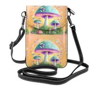 Qwvbn Sac à bandoulière à rabat en cuir motif champignon fantastique, doux et imperméable, peut être utilisé comme portefeuille, avec une bandoulière amovible.