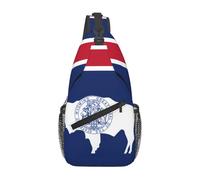 Qwvbn Sac à bandoulière décontracté avec imprimé drapeau de l'État du Wyoming, léger et infroissable, adapté pour les voyages, la randonnée et l'escalade