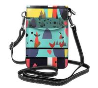 Qwvbn Sac à bandoulière en cuir à motifs géométriques, doux et imperméable, peut être utilisé comme portefeuille, avec une bandoulière amovible.