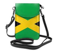 Qwvbn Sac à bandoulière en cuir à rabat avec drapeau de la Jamaïque, doux et imperméable, peut être utilisé comme portefeuille, avec une bandoulière amovible.
