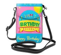 Qwvbn Sac à bandoulière en cuir à rabat « Happy Birthday Balloon », doux et imperméable, peut être utilisé comme portefeuille, avec une bandoulière amovible.