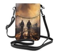Qwvbn Sac à bandoulière en cuir à rabat pour téléphone portable pompiers lutte contre les incendies, doux et imperméable, peut être utilisé comme portefeuille, avec une bandoulière amovible.