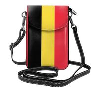 Qwvbn Sac à bandoulière en cuir avec rabat drapeau de Belgique, doux et imperméable, peut être utilisé comme portefeuille, avec une bandoulière amovible.