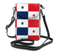 Qwvbn Sac à bandoulière en cuir avec rabat drapeau du Panama, doux et imperméable, peut être utilisé comme portefeuille, avec une bandoulière amovible.