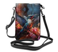 Qwvbn Sac à bandoulière en cuir avec rabat en forme de colibri, doux et imperméable, peut être utilisé comme portefeuille, avec une bandoulière amovible.