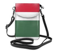 Qwvbn Sac à bandoulière en cuir avec rabat pour téléphone portable Drapeau de la Hongrie, doux et imperméable, peut être utilisé comme portefeuille, avec une bandoulière amovible.