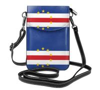Qwvbn Sac à bandoulière en cuir avec rabat pour téléphone portable Drapeau du Cap-Vert, doux et imperméable, peut être utilisé comme portefeuille, avec une bandoulière amovible.