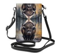 Qwvbn Sac à bandoulière en cuir bison d'Amérique du Nord, doux et imperméable, peut être utilisé comme portefeuille, avec une bandoulière amovible.