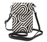 Qwvbn Sac à bandoulière en cuir noir à texture incurvée, doux et imperméable, peut être utilisé comme portefeuille, avec une bandoulière amovible.