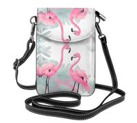Qwvbn Sac à bandoulière en cuir rose flamant rose, doux et imperméable, peut être utilisé comme portefeuille, avec une bandoulière amovible.
