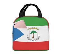 QWVBN Sac à déjeuner en aluminium épais avec poignée, motif drapeau de la Guinée équatoriale, conserve la chaleur et la fraîcheur, idéal pour les trajets et les pique-niques.